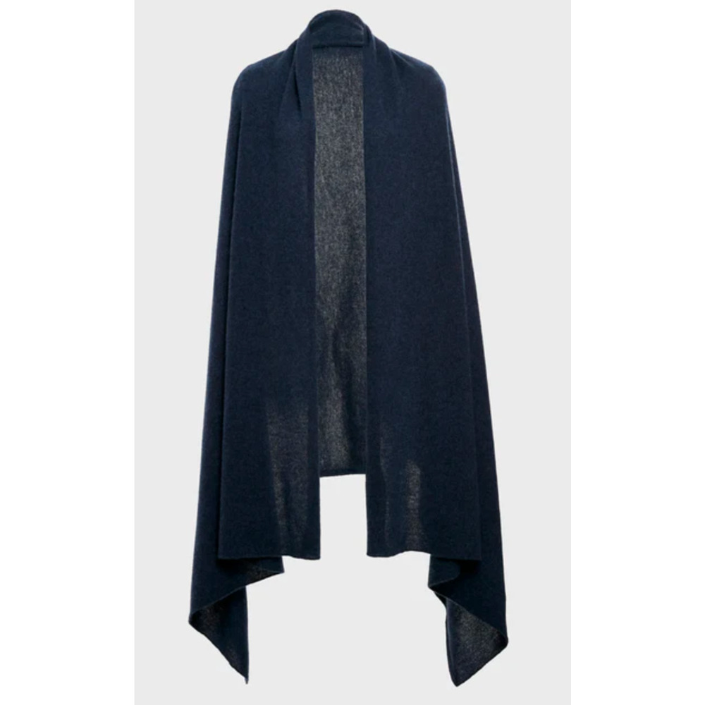 Tuckernuck Midnight Blue Cashmere Travel Wrap Shawl Blanket Scarf Navy OS - Picture 3 of 4
